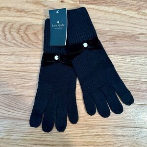 Kate Spade Black Gloves with Bow and Pearl Accent